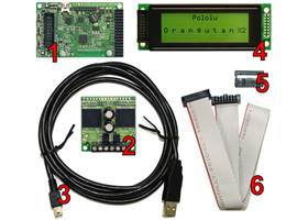 Components included in the Pololu Orangutan X2 Robot Controller with LCD